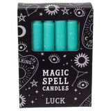 PACK OF 12 GREEN LUCK SPELL CANDLES C/96
