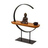 SITTING BUDDHA METAL/ WOODEN STAND C/8