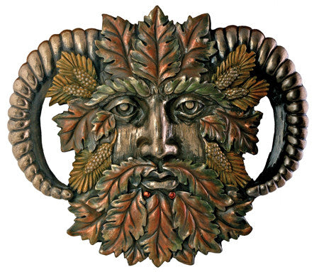 Veronese Design Greenman Wall Plaque - Cold Cast Bronze, Spring Medium Size, Nature-Inspired Decor
