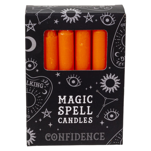 PACK OF 12 ORANGE CONFIDENCE SPELL CANDLES C/96
