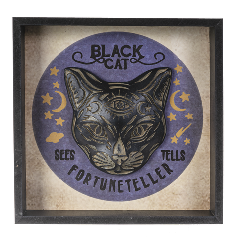 BLACK CAT FORTUNE TELLING WALL PLAQUE C/6