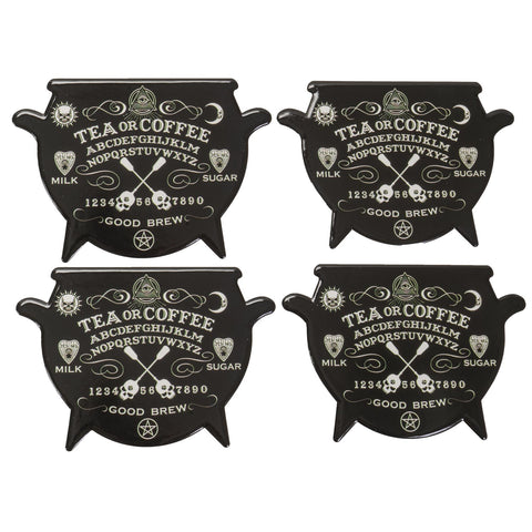 SPIRIT BOARD CAULDRON COASTER SET 4 C/24