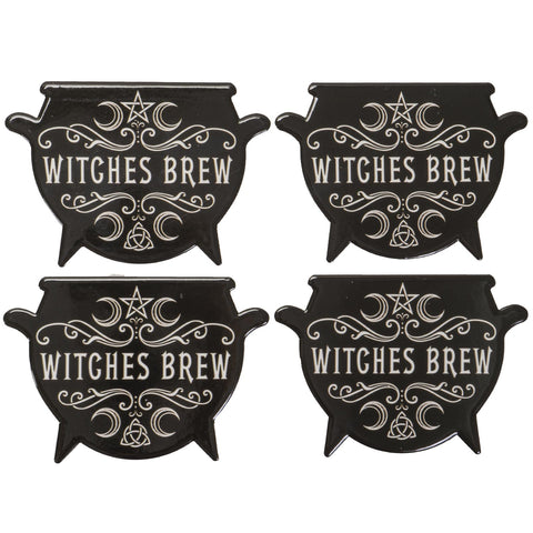 WITCHES BREW CAULDRON COASTER SET 4 C/24