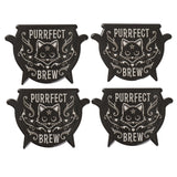 PURRFECT BREW CAULDRON COASTER SET 4 C/24