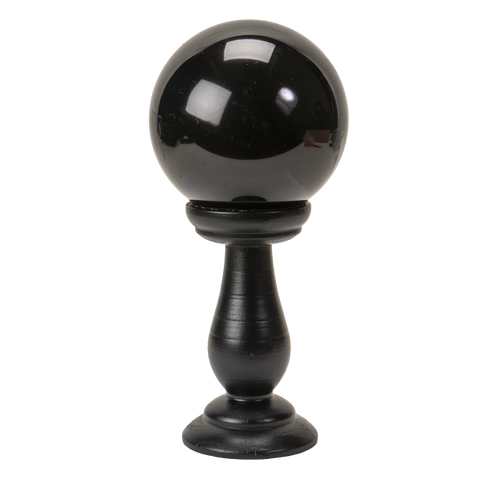 SMALL BLACK CRYSTAL BALL ON STAND C/12