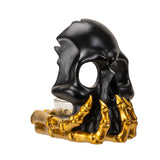 BLACK AND GOLD SKULL CANDLEHOLDER C/24