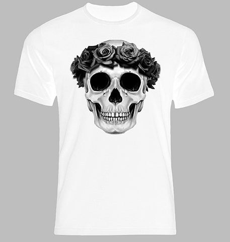 FLOWER SKULL WHITE T-SHIRT (L)