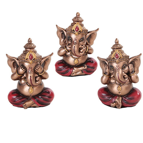 ^NO EVIL GANESHA SET OF 3, C/24