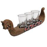 ^ VIKING SHIP SHOT GLASS HOLDER C/12