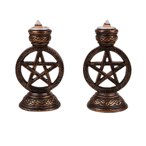 WICCAN PENTAGRAM CANDLEHOLDER SET OF 2 C/12