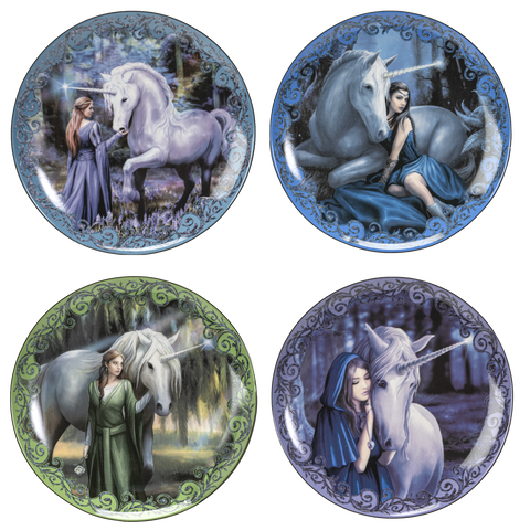 UNICORN AND MAIDEN DESSERT PLATES SET OF 4 C/12