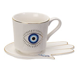EVIL EYE CUP AND SAUCER WHITE C/36