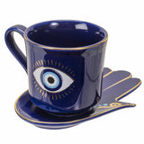 EVIL EYE CUP AND SAUCER BLUE C/36