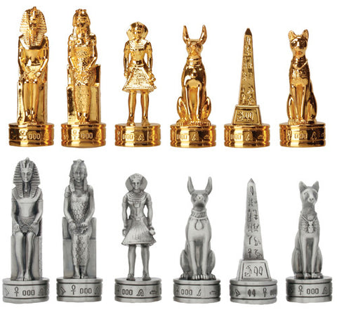 PEWTER EGYPTIAN CHESS SET, 3" BOARD NOT INCLUDED C/4