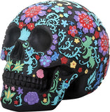 COLORED FLORAL SKULL BLACK, C/8