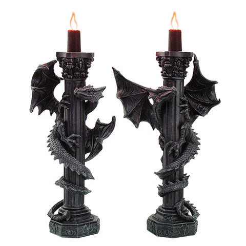 Dragon Column Candle Holders Set