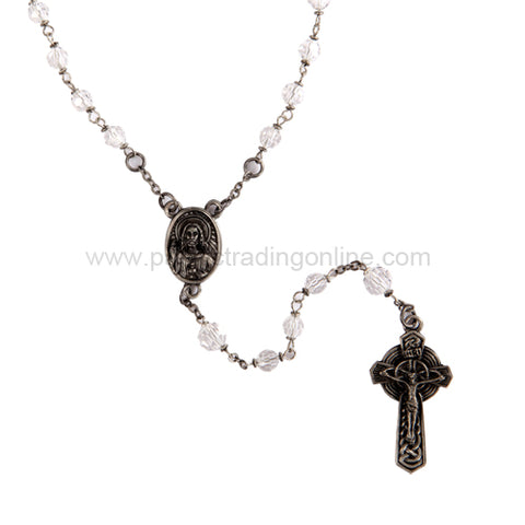 DISC-SACRED HEART OF JESUS ROSARY W/ CLEAR BEADS