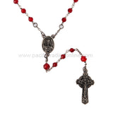 SACRED HEART OF JESUS ROSARY W/ RED GLASS BEADS