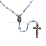 Lady Guadalupe Rosary w Blue Clear Glass Beads