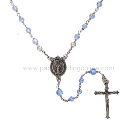 MIRACULOUS MEDAL ROSARY W/ BLUE GLASS BEADS