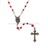 IMMACULATE HEART OF MARY ROSARY W/ RED GLASS BEADS