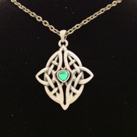 Celtic w Green Gem Necklace