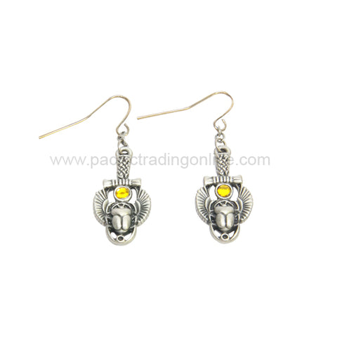 EGYPTIAN SCARAB EARRINGS C/60